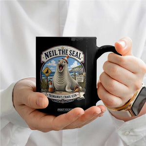 Retro Neil the Seal Tasmanias Chaos Icon Coffee Mug Funny Roaring Elephant Seal Traffic Cone Meme TS02 Print Your Wear