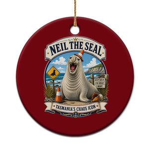 Retro Neil the Seal Tasmanias Chaos Icon Ceramic Ornament Funny Roaring Elephant Seal Traffic Cone Meme