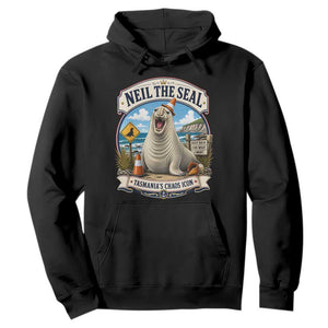 Retro Neil the Seal Tasmanias Chaos Icon Hoodie Funny Roaring Elephant Seal Traffic Cone Meme