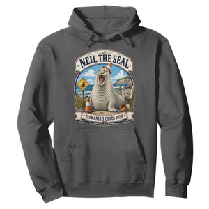 Retro Neil the Seal Tasmanias Chaos Icon Hoodie Funny Roaring Elephant Seal Traffic Cone Meme