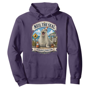 Retro Neil the Seal Tasmanias Chaos Icon Hoodie Funny Roaring Elephant Seal Traffic Cone Meme