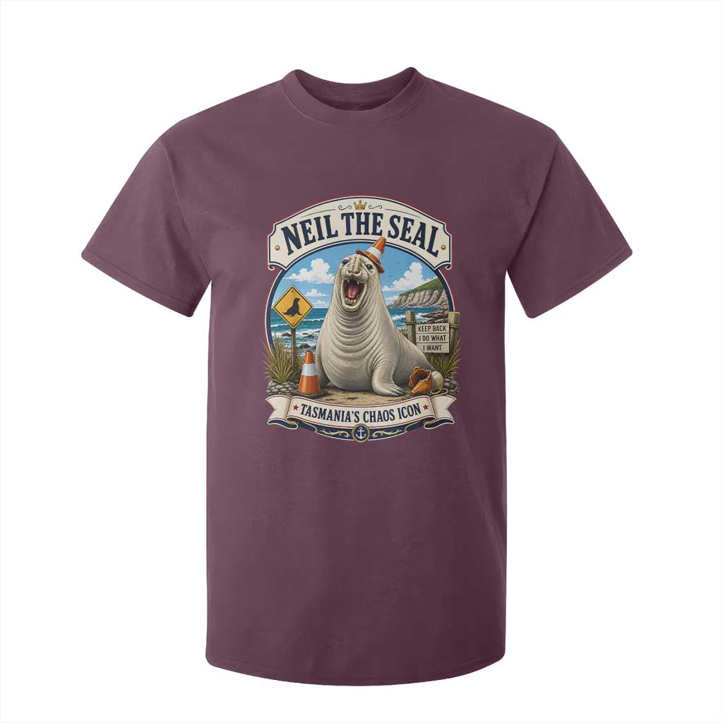 Retro Neil the Seal Tasmanias Chaos Icon T Shirt For Kid Funny Roaring Elephant Seal Traffic Cone Meme