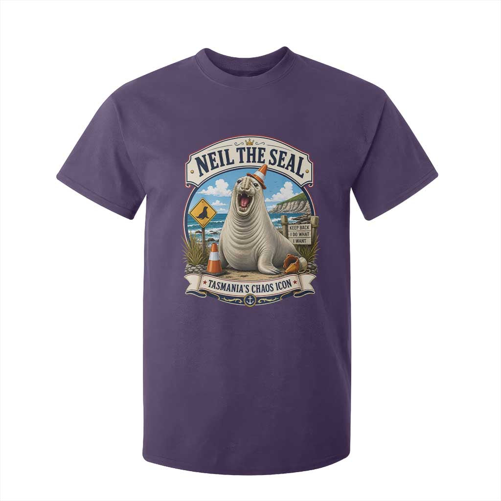 Retro Neil the Seal Tasmanias Chaos Icon T Shirt For Kid Funny Roaring Elephant Seal Traffic Cone Meme