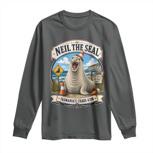 Retro Neil the Seal Tasmanias Chaos Icon Long Sleeve Shirt Funny Roaring Elephant Seal Traffic Cone Meme