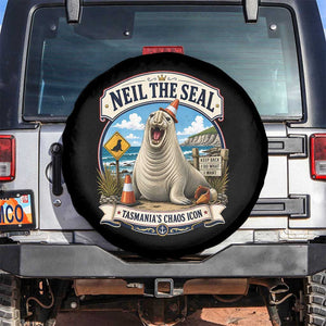 Retro Neil the Seal Tasmanias Chaos Icon Spare Tire Cover Funny Roaring Elephant Seal Traffic Cone Meme TS02 No hole Black Print Your Wear