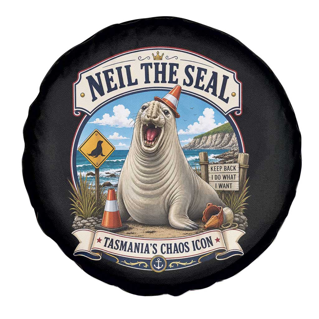 Retro Neil the Seal Tasmanias Chaos Icon Spare Tire Cover Funny Roaring Elephant Seal Traffic Cone Meme TS02 Print Your Wear