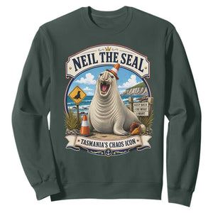 Retro Neil the Seal Tasmanias Chaos Icon Sweatshirt Funny Roaring Elephant Seal Traffic Cone Meme