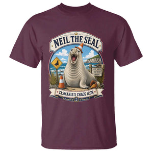 Retro Neil the Seal Tasmanias Chaos Icon T Shirt Funny Roaring Elephant Seal Traffic Cone Meme