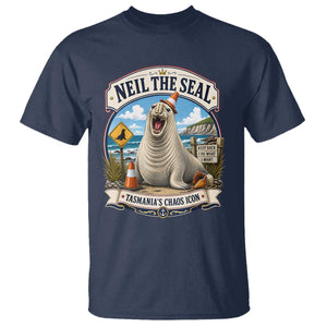 Retro Neil the Seal Tasmanias Chaos Icon T Shirt Funny Roaring Elephant Seal Traffic Cone Meme