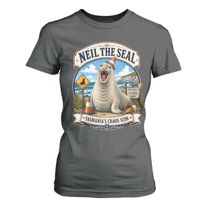 Retro Neil the Seal Tasmanias Chaos Icon T Shirt For Women Funny Roaring Elephant Seal Traffic Cone Meme