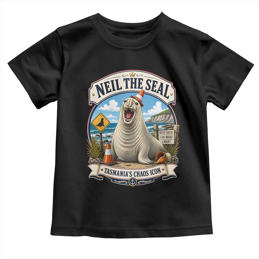 Retro Neil the Seal Tasmanias Chaos Icon Toddler T Shirt Funny Roaring Elephant Seal Traffic Cone Meme