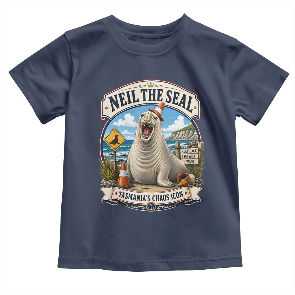 Retro Neil the Seal Tasmanias Chaos Icon Toddler T Shirt Funny Roaring Elephant Seal Traffic Cone Meme