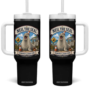 Retro Neil the Seal Tasmanias Chaos Icon Tumbler With Handle Funny Roaring Elephant Seal Traffic Cone Meme TS02 One Size: 40 oz Black Print Your Wear