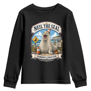 Retro Neil the Seal Tasmanias Chaos Icon Youth Sweatshirt Funny Roaring Elephant Seal Traffic Cone Meme