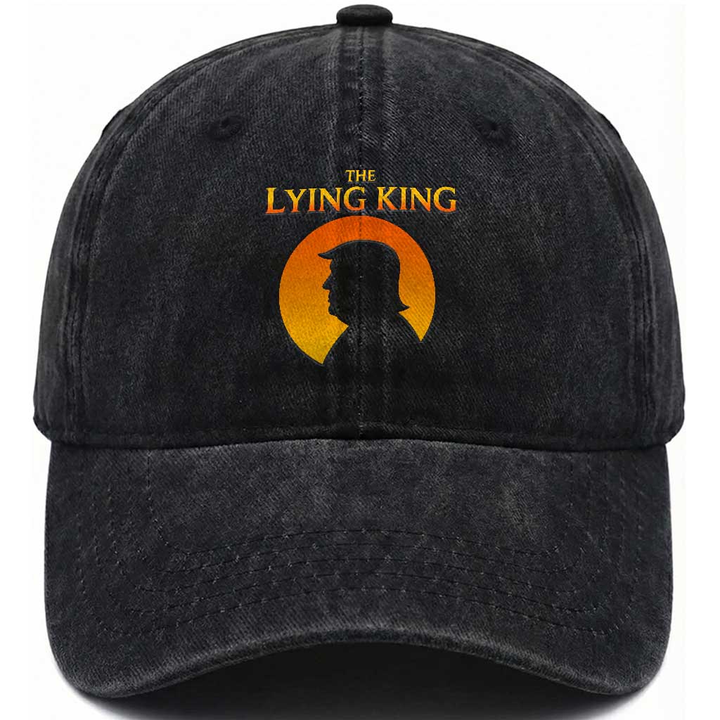 The Lying King Silhouette Sunrise Political Satire Parody Graphic Washed Cotton Baseball Cap TS02 Print Your Wear