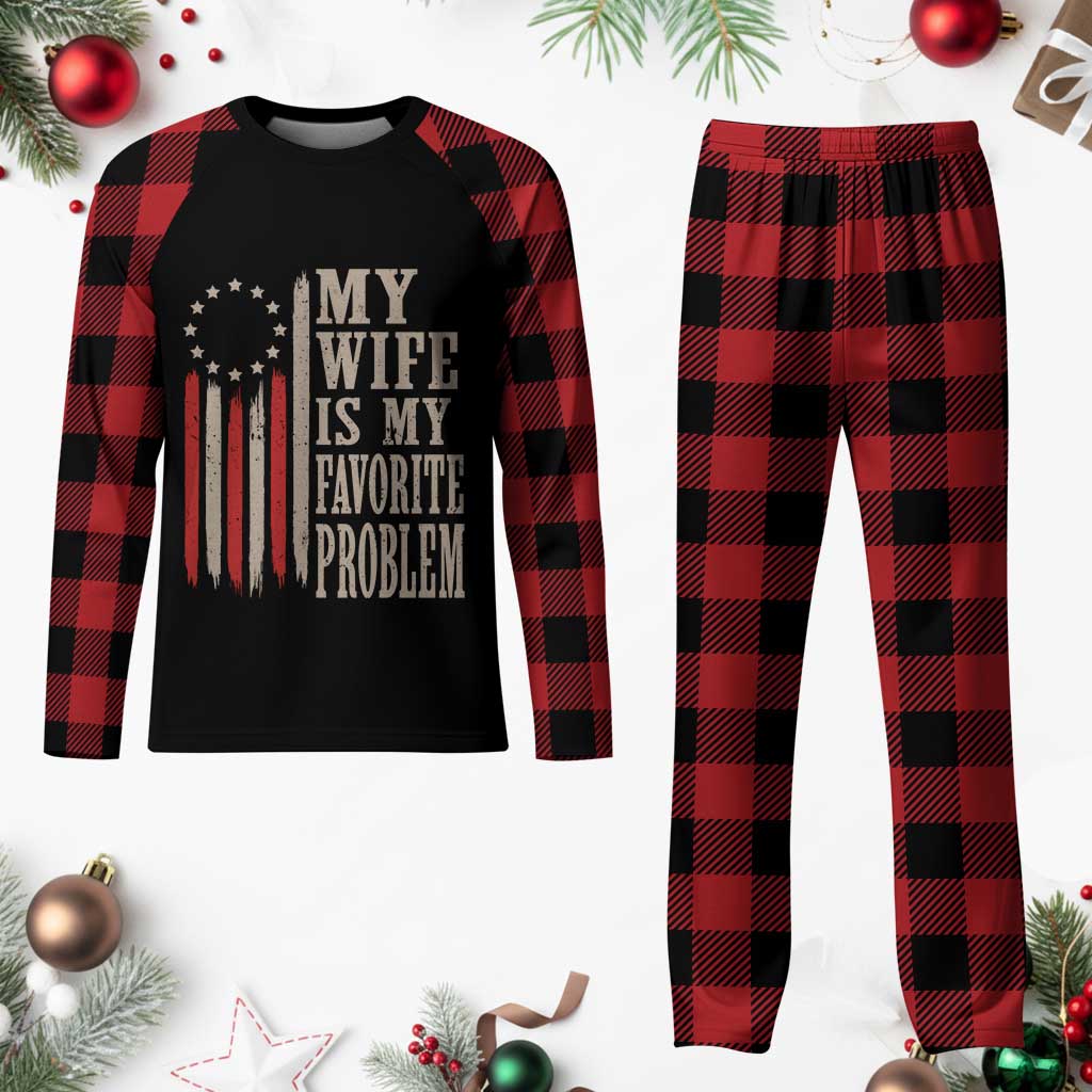 My Wife Is My Favorite Problem Betsy Ross Flag Plaid Pajama Set Funny Patriotic Husband Marriage Humor TS02 Buffalo Plaid Print Your Wear