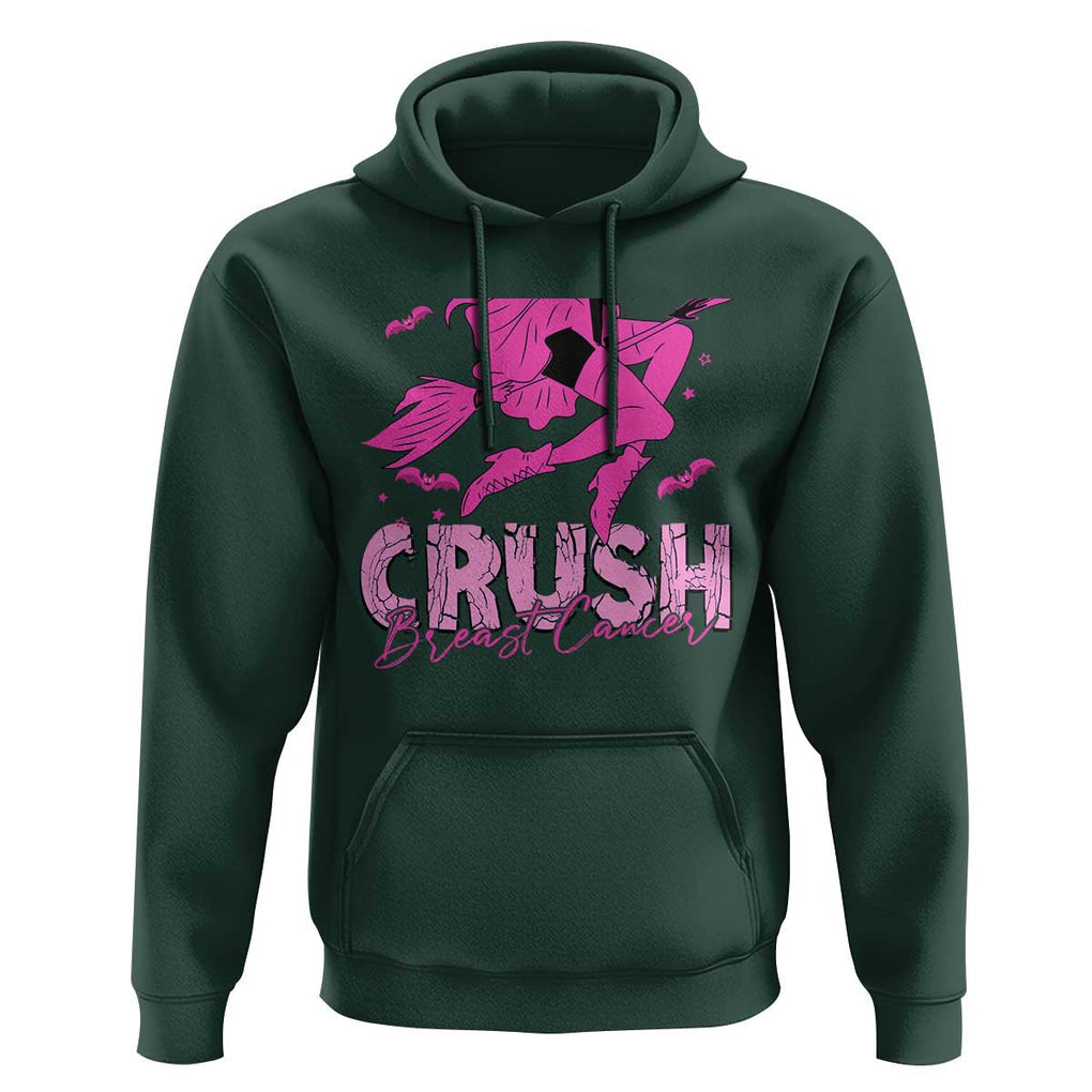Witch Breast Cancer Hoodie Crush Breast Cancer Pink Ribbon Halloween Vibe TS02 Dark Forest Green Print Your Wear