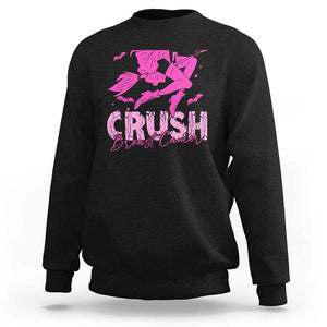 Witch Breast Cancer Sweatshirt Crush Breast Cancer Pink Ribbon Halloween Vibe TS02 Black Print Your Wear