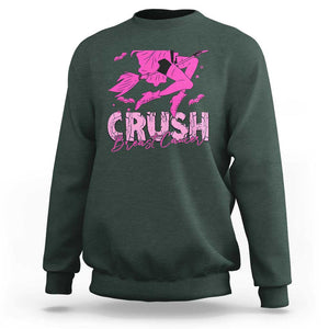 Witch Breast Cancer Sweatshirt Crush Breast Cancer Pink Ribbon Halloween Vibe TS02 Dark Forest Green Print Your Wear