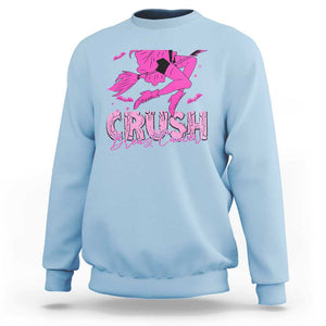 Witch Breast Cancer Sweatshirt Crush Breast Cancer Pink Ribbon Halloween Vibe TS02 Light Blue Print Your Wear