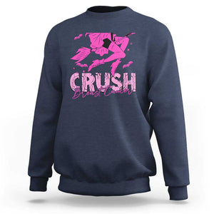 Witch Breast Cancer Sweatshirt Crush Breast Cancer Pink Ribbon Halloween Vibe TS02 Navy Print Your Wear