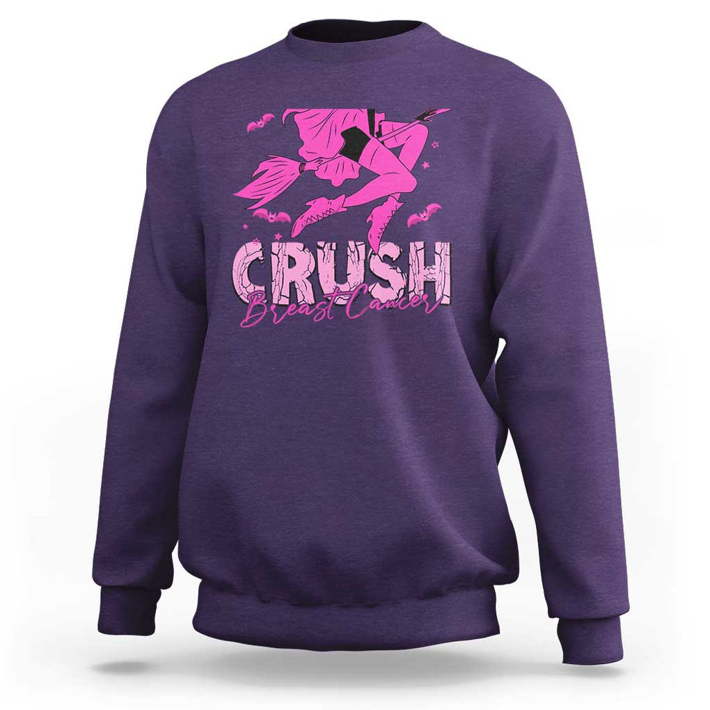 Witch Breast Cancer Sweatshirt Crush Breast Cancer Pink Ribbon Halloween Vibe TS02 Purple Print Your Wear