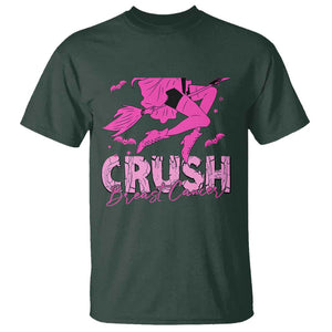 Witch Breast Cancer T Shirt Crush Breast Cancer Pink Ribbon Halloween Vibe TS02 Dark Forest Green Print Your Wear