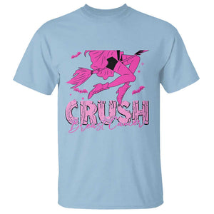 Witch Breast Cancer T Shirt Crush Breast Cancer Pink Ribbon Halloween Vibe TS02 Light Blue Print Your Wear