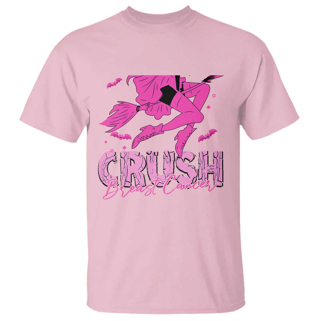 Witch Breast Cancer T Shirt Crush Breast Cancer Pink Ribbon Halloween Vibe TS02 Light Pink Print Your Wear