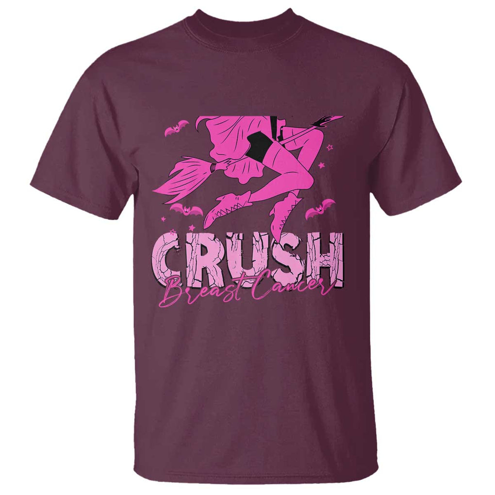 Witch Breast Cancer T Shirt Crush Breast Cancer Pink Ribbon Halloween Vibe TS02 Maroon Print Your Wear