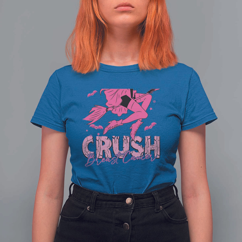 Witch Breast Cancer T Shirt For Women Crush Breast Cancer Pink Ribbon Halloween Vibe TS02 Royal Blue Print Your Wear