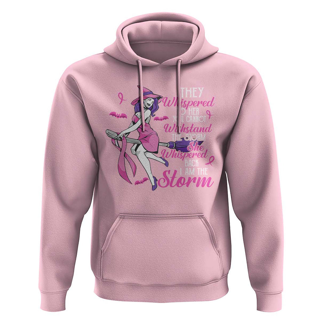 Witch Breast Cancer Hoodie I Am The Storm Support Warrior Halloween Vibe TS02 Light Pink Print Your Wear