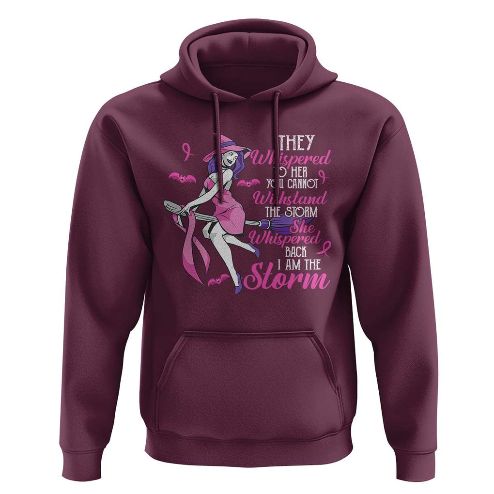 Witch Breast Cancer Hoodie I Am The Storm Support Warrior Halloween Vibe TS02 Maroon Print Your Wear