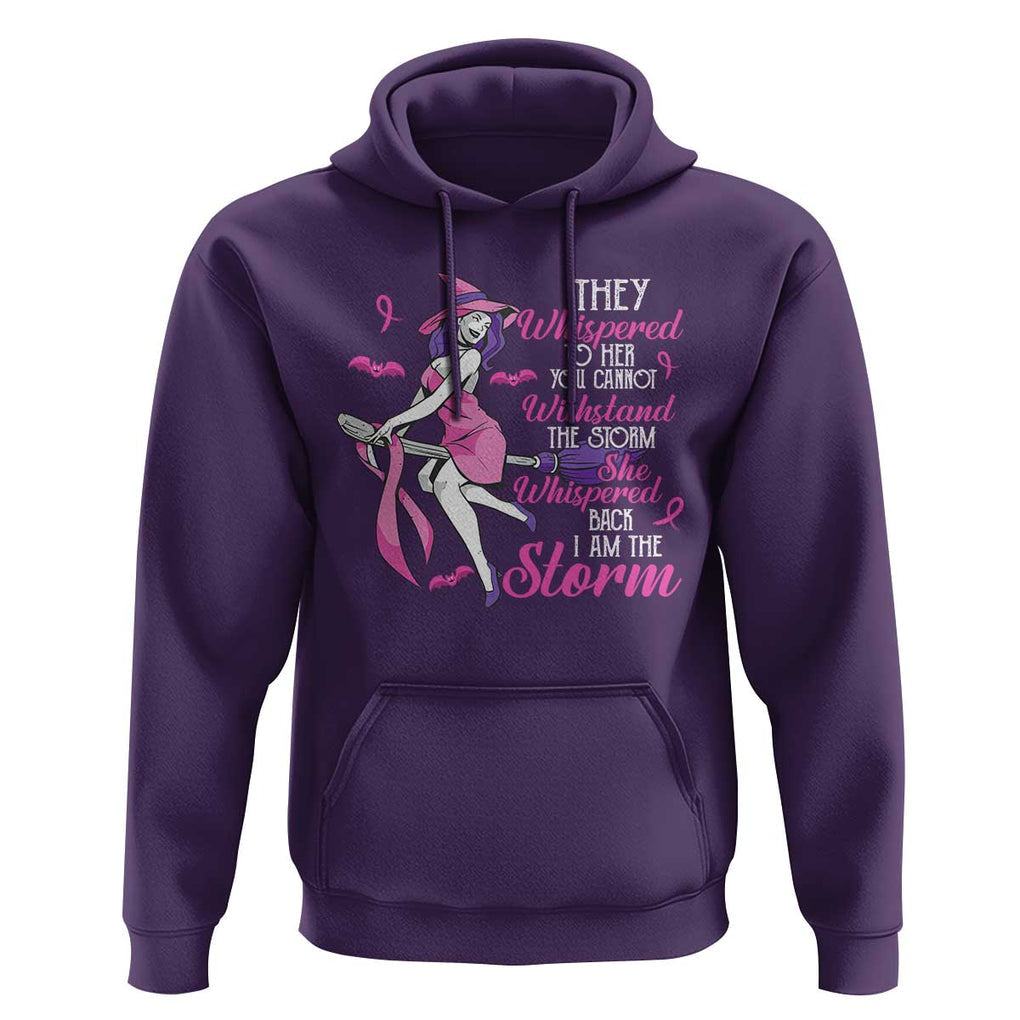 Witch Breast Cancer Hoodie I Am The Storm Support Warrior Halloween Vibe TS02 Purple Print Your Wear
