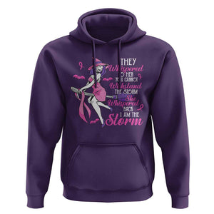 Witch Breast Cancer Hoodie I Am The Storm Support Warrior Halloween Vibe TS02 Purple Print Your Wear