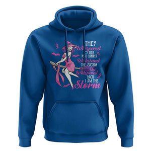 Witch Breast Cancer Hoodie I Am The Storm Support Warrior Halloween Vibe TS02 Royal Blue Print Your Wear