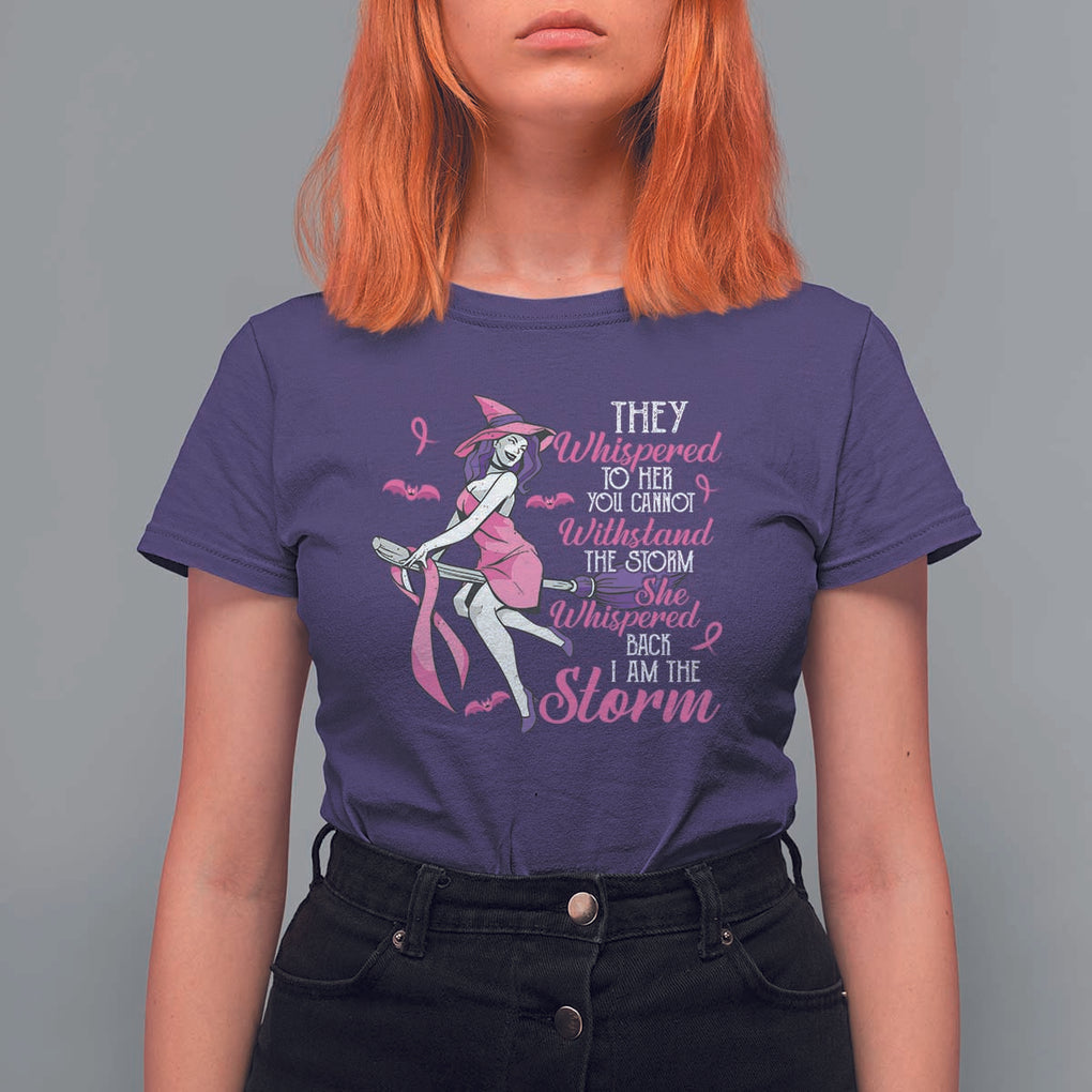 Witch Breast Cancer T Shirt For Women I Am The Storm Support Warrior Halloween Vibe TS02 Purple Print Your Wear