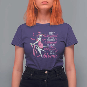 Witch Breast Cancer T Shirt For Women I Am The Storm Support Warrior Halloween Vibe TS02 Purple Print Your Wear