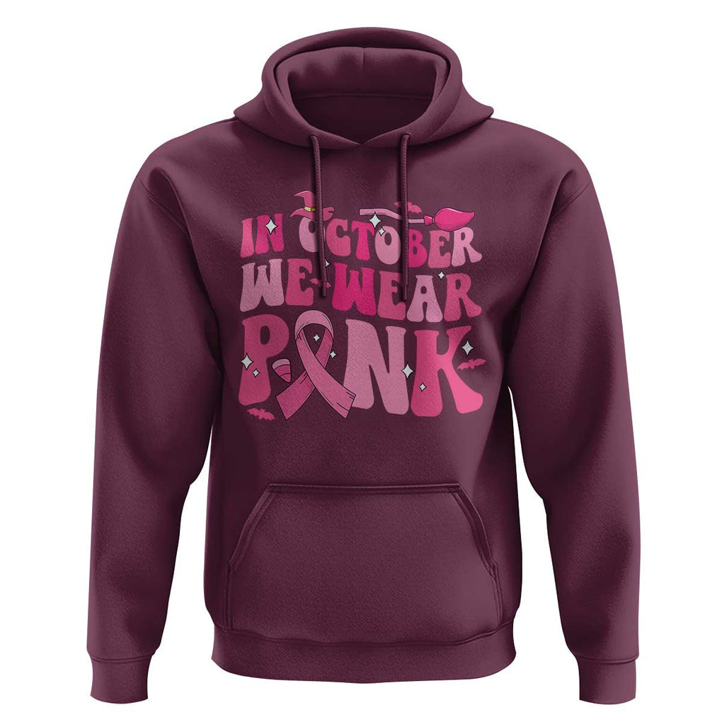 Witch Breast Cancer Hoodie In October We Wear Pink Ribbon Halloween Vibe TS02 Maroon Print Your Wear