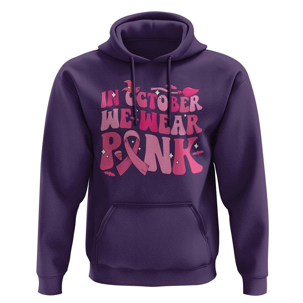 Witch Breast Cancer Hoodie In October We Wear Pink Ribbon Halloween Vibe TS02 Purple Print Your Wear