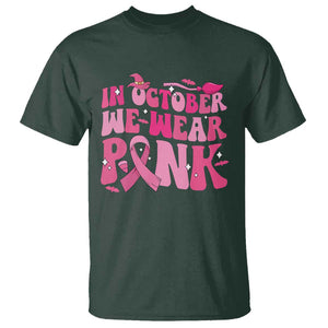 Witch Breast Cancer T Shirt In October We Wear Pink Ribbon Halloween Vibe TS02 Dark Forest Green Print Your Wear