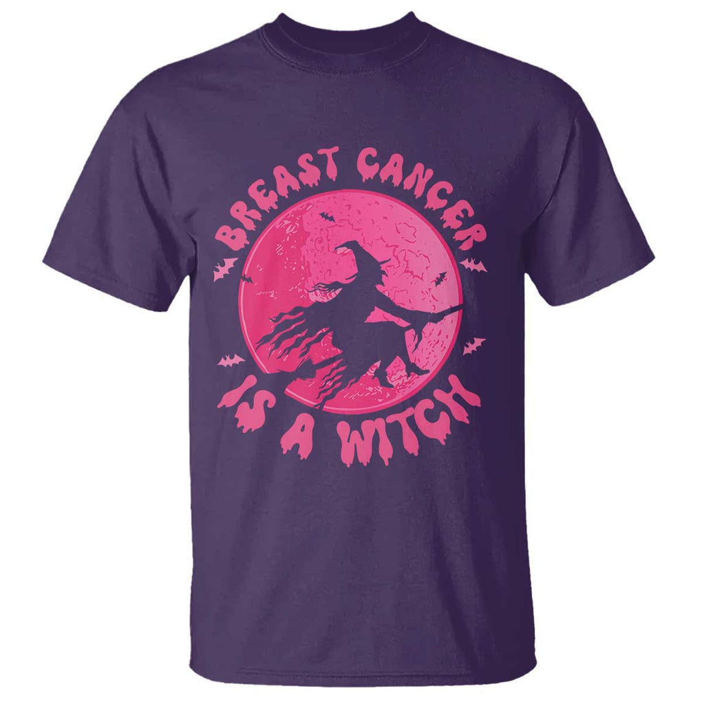 Breast Cancer Is A Witch T Shirt Halloween Pink Ribbon Support Warriors TS02 Purple Print Your Wear