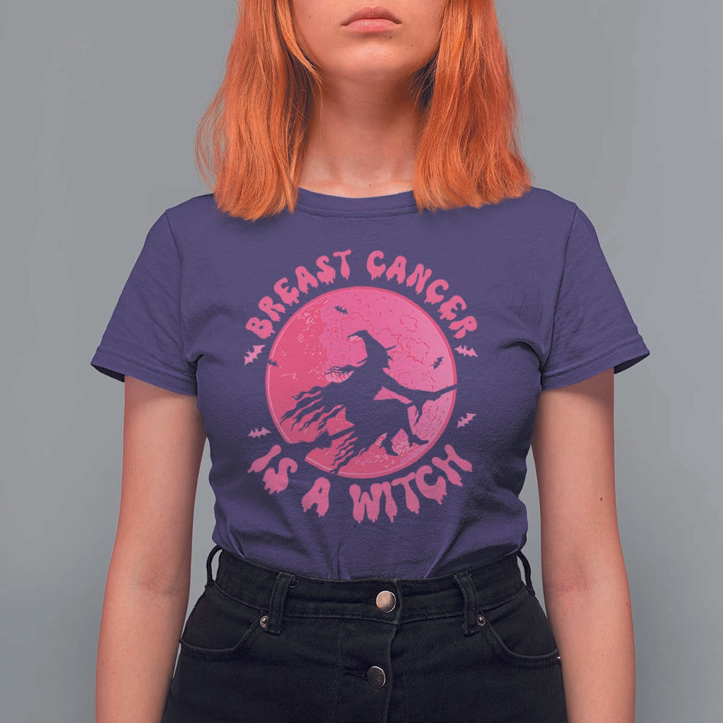 Breast Cancer Is A Witch T Shirt For Women Halloween Pink Ribbon Support Warriors TS02 Purple Print Your Wear