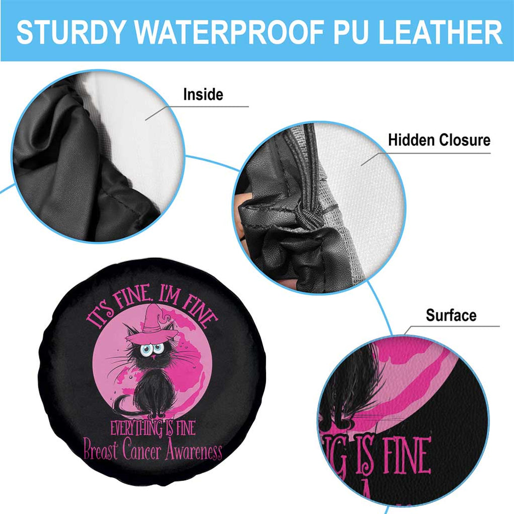 Breast Cancer Black Cat Spare Tire Cover It's Fine I'm Fine Everything's Fine Warrior TS02 Print Your Wear