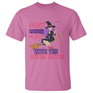 Breast Cancer Witch T Shirt Breast Cancer Messed With Wrong Witch Riding Stick Pink Ribbon Halloween Witch TS02 Azalea Printyourwear
