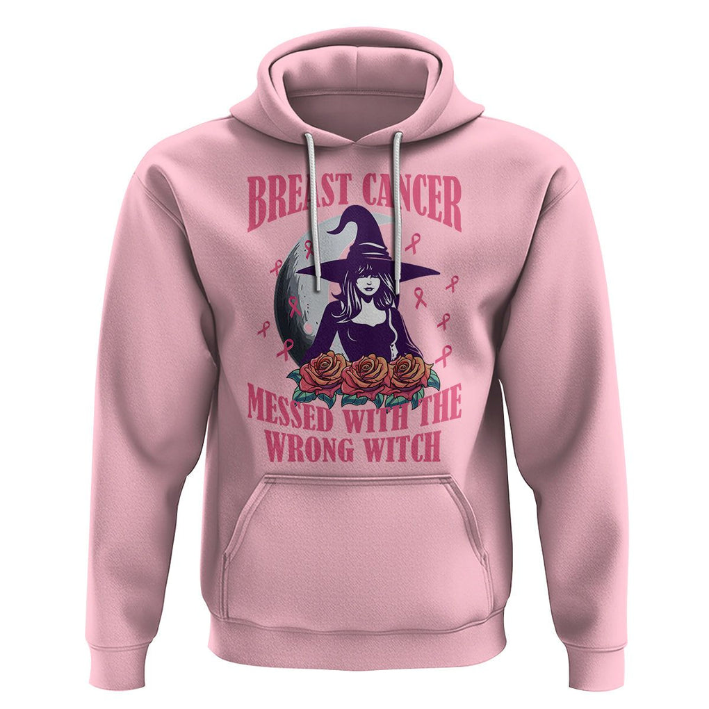 Breast Cancer Witch Hoodie Breast Cancer Messed With Wrong Witch Pink Ribbon Halloween Witch TS02 Light Pink Printyourwear