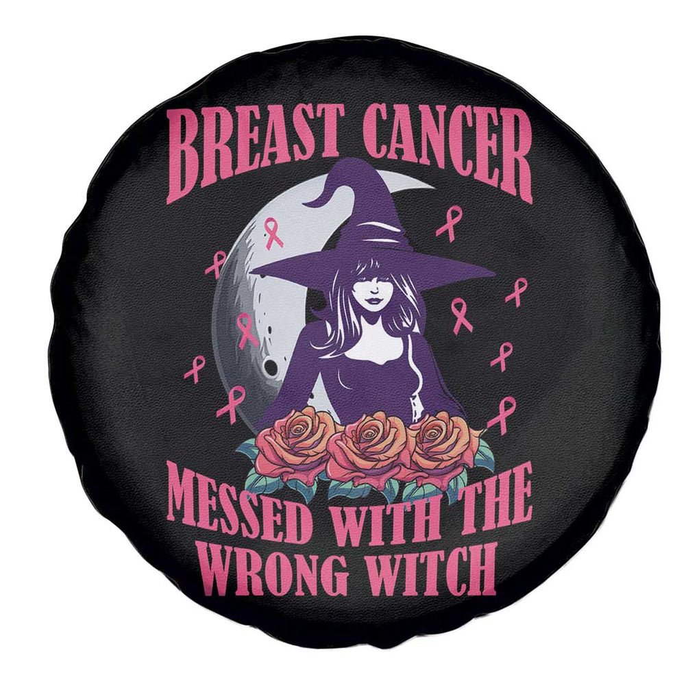 Breast Cancer Messed With Wrong Witch Spare Tire Cover Pink Ribbon Halloween Vibe TS02 Print Your Wear