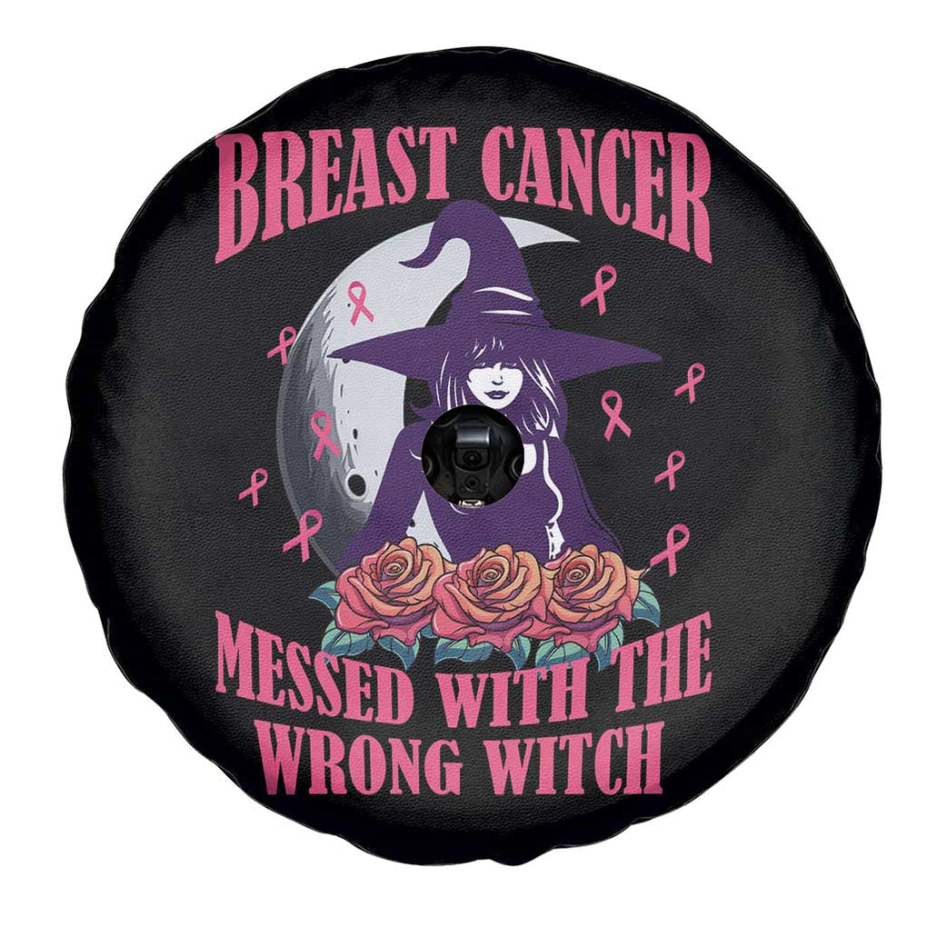 Breast Cancer Messed With Wrong Witch Spare Tire Cover Pink Ribbon Halloween Vibe TS02 Print Your Wear
