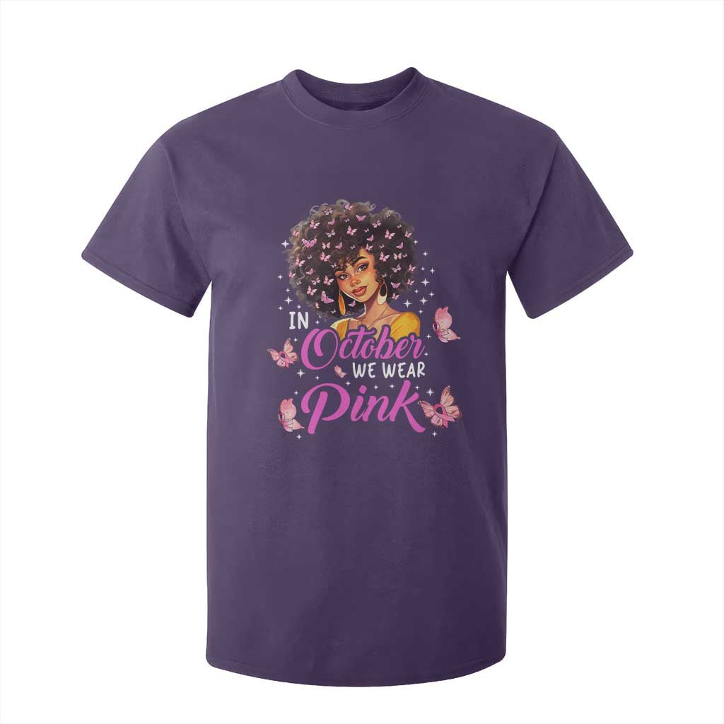 Breast Cancer Awareness T Shirt For Kid In October We Wear Pink Black Afro Woman TS02 Purple Print Your Wear