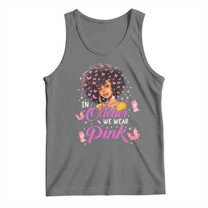 Breast Cancer Awareness Tank Top In October We Wear Pink Black Afro Woman TS02 Black Heather Print Your Wear